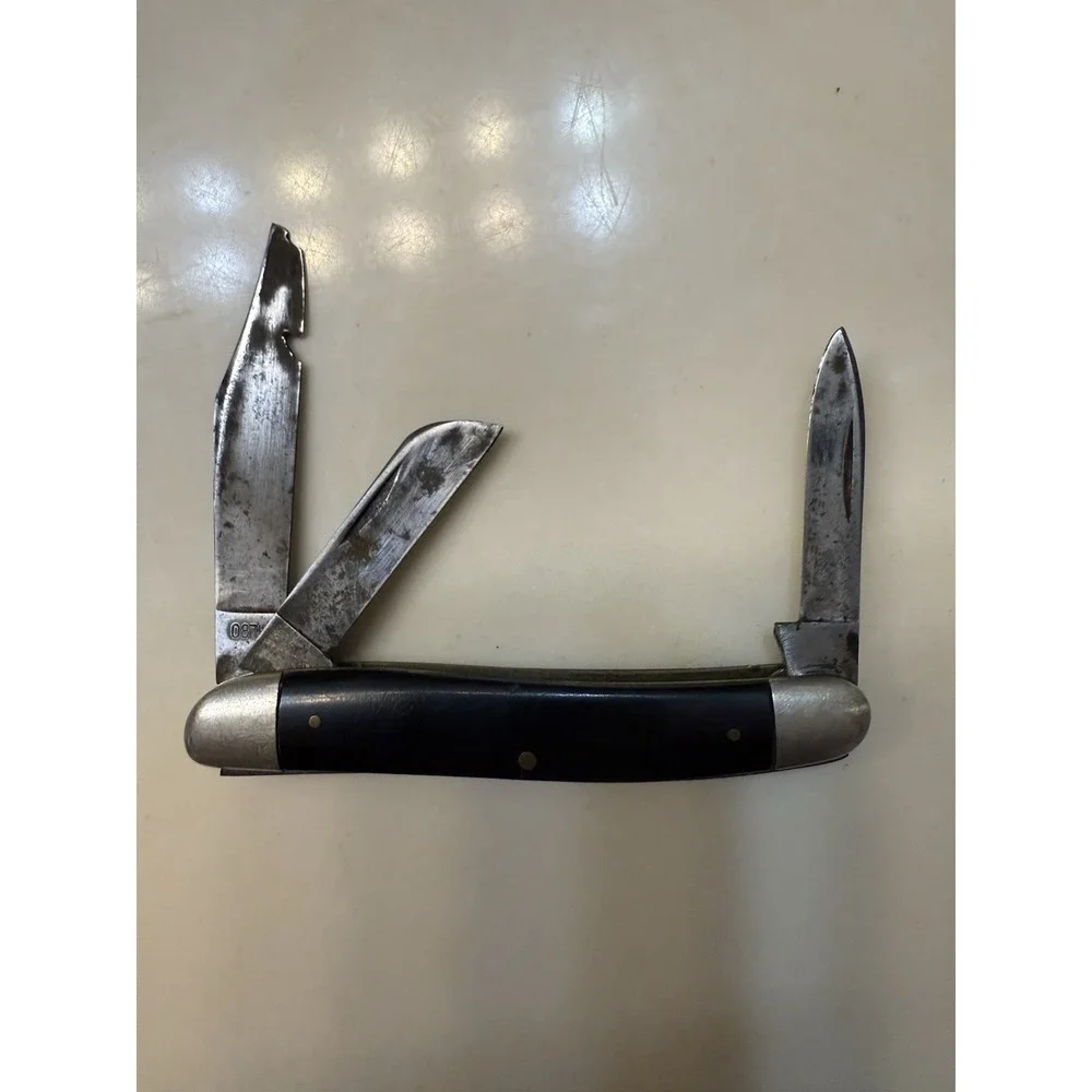 Vintage Case XX  3 Blade Slick Black NO Dots 087HE